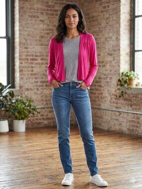 Splash Basic Size Med Bright pink cropped cardigan
